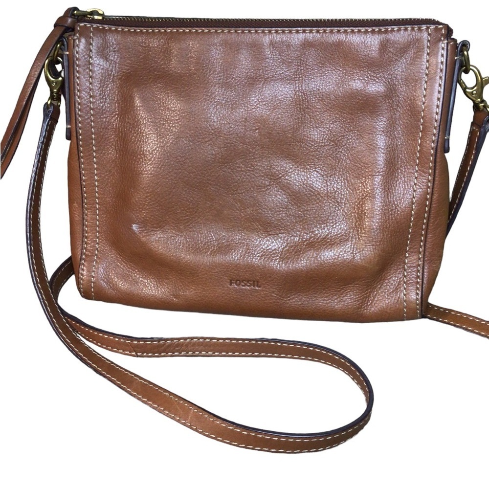 Fossil Emma Crossbody Shoulder Bag Brown Leather Detachable Strap